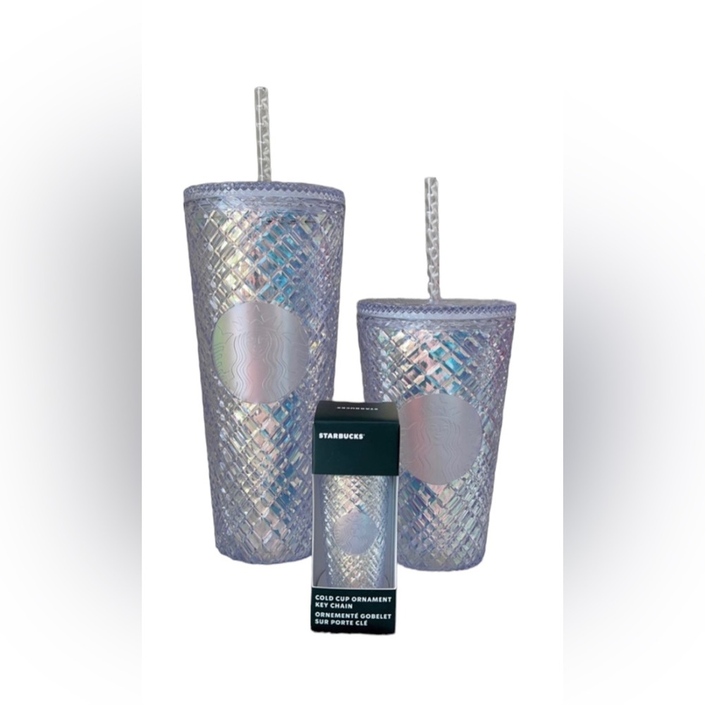 NEW Starbucks Iridescent Unicorn Bling Jeweled Set Venti, Grande & Keychain - Picture 3 of 7